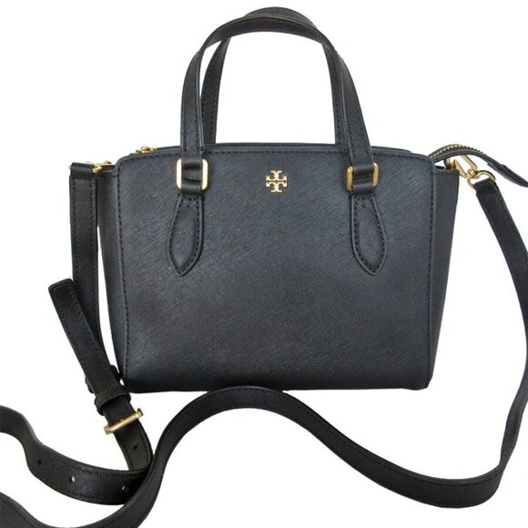Auth Tory Burch Handbag Shoulder Bag black leather